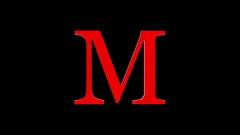 3d M letter logo loopable rotated red color black background Illustrazione stock