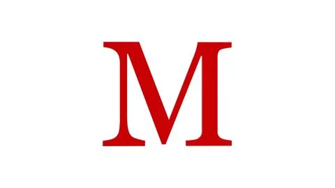 3d M letter logo loopable rotated red color white background Illustrazione stock