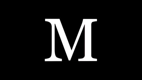 3d M letter logo loopable rotated white color black background Stock Illustration