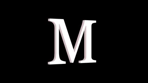 3d M letter logo loopable white color black background Stock Illustration