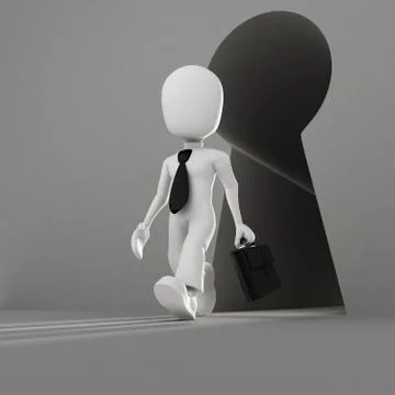 3d ma infront of an abstract keyholl Illustrazione stock