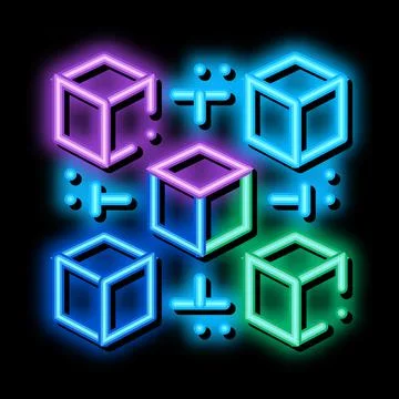 3d machine learning neon glow icon illustration Stock Illustration