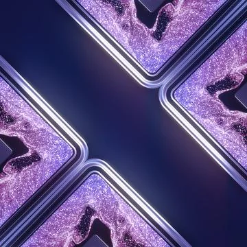 3D Macro Frames with Purple Glitter and Central Copy Space Stock Illustration