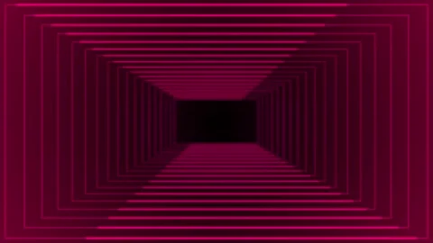 3d magenta red rectangular box tunnel neon light gradient, futuristic background Stock Footage 272648236