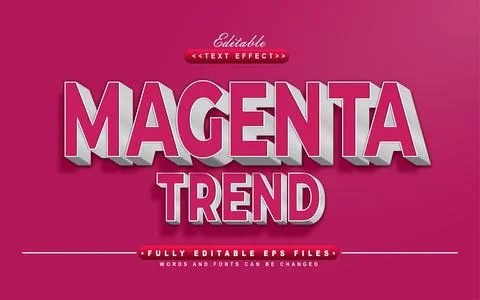 3d magenta trend text effect Stock Illustration