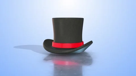 3D Magic Hat on a Reflective Floor. Magician Hat Zooming Towards the Camera. 4K Stock Footage 285123597