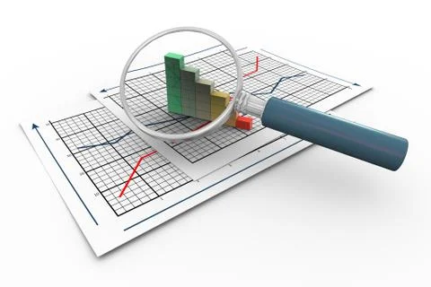 3d magnifier and progress bars. Stock Illustration