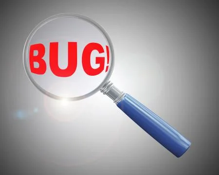 3d magnifier over word bug Stock Illustration
