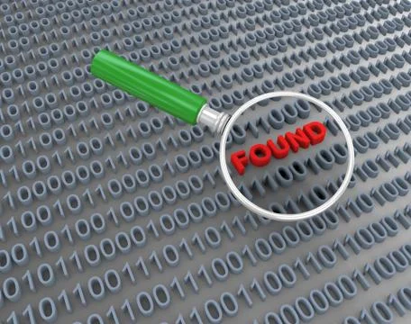 3d magnifier searching binary data 스톡 일러스트
