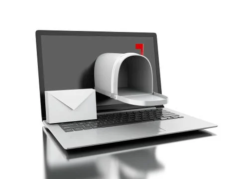 3d Mail delivery from computer laptop. Stock Illustration
