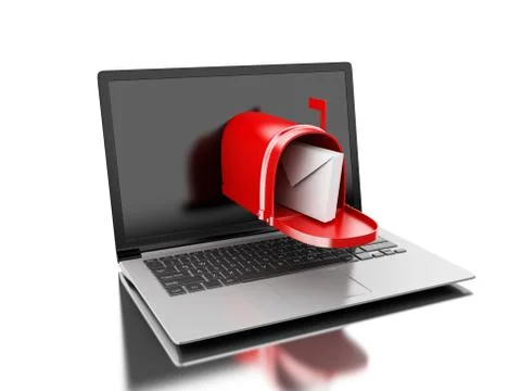 3d Mail delivery from computer laptop. Illustrazione stock