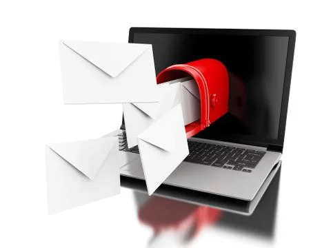 3d Mail delivery from computer laptop. 스톡 일러스트