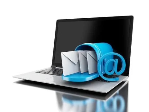 3d Mail delivery from computer laptop. Stock-Illustration