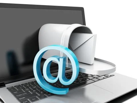 3d Mail delivery from computer laptop. 스톡 일러스트