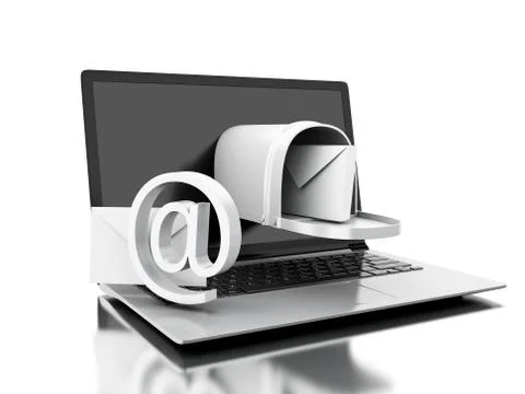 3d Mail delivery from computer laptop. 스톡 일러스트