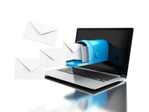 3d Mail delivery from computer laptop. Illustrazione stock