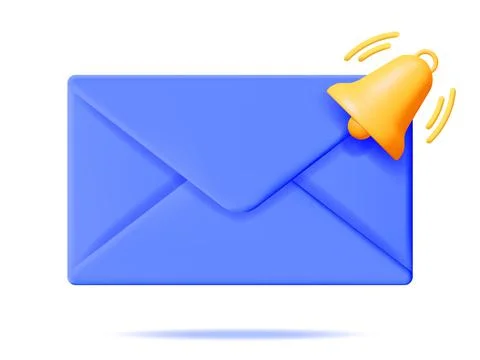 3D Mail Envelope with Bell Notification Illustrazione stock