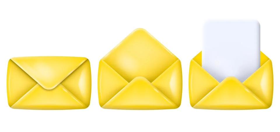 3d mail envelope icon set. Vector illustration. Stock Illustration