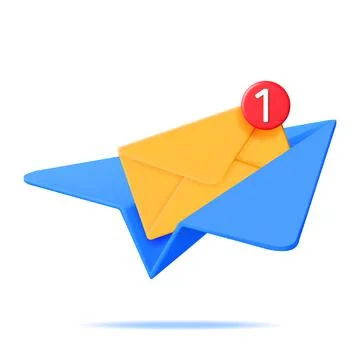 3D Mail Envelope in Paper Plane and Notification Stock Illustration