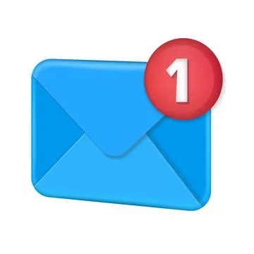 3d mail notification icon with message alert badge vector illustration Stock Illustration