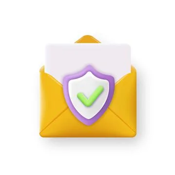 3d mail with shield security concept. Vector Stock Illustration