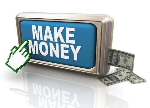 3d make money button Stock Illustration