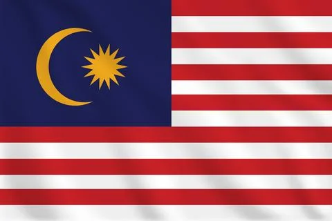 3D Malaysia waving flag pattern background. Realistic national flag design... Stock Illustration