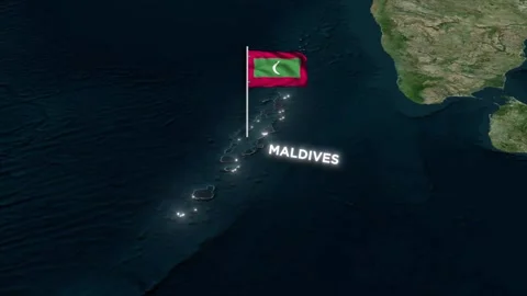 3D Maldives Map Animation with Waving of Maldives National Flag and Glowing.. Stock Footage 329932759