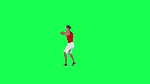 3d male dancer dancing and stomping isolated right angle green screen Video stock 257685352