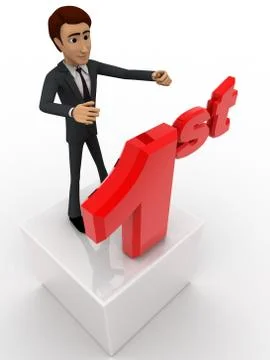 3d man with 1st text concept Stock Illustration