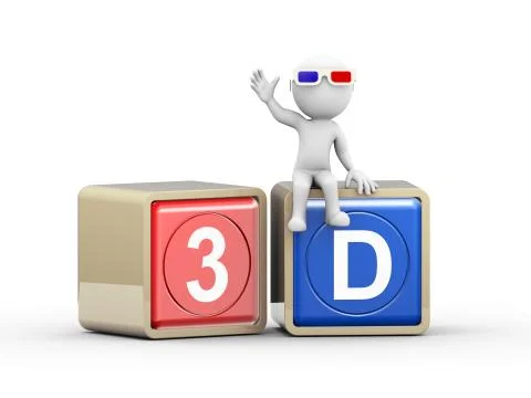 3d man 3d glasses concept Stock Illustration