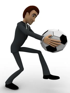 3d man about ot kick ball of soccer concept Stock Illustration