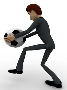 3d man about ot kick ball of soccer concept Stock Illustration
