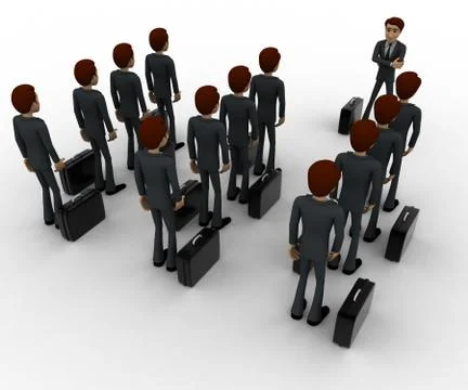 3d man addressing group of executives concept Stock Illustration