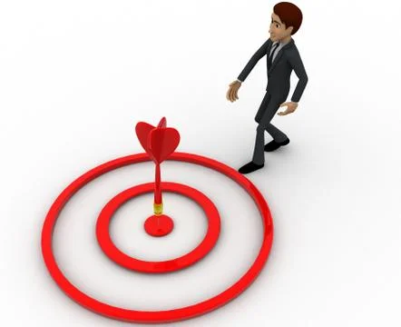 3d man aim on target with dart concept Stock Illustration
