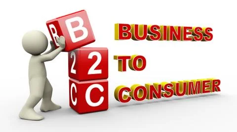 3d man and b2c cubes Stock Illustration