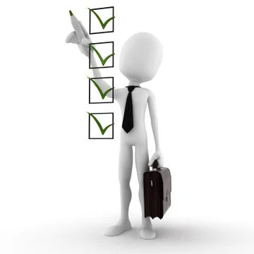 3d man and check list isolated on white background Stock Illustration