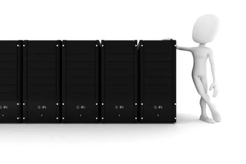 3d man and data center servers Stock Illustration