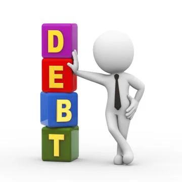 3d man and debt cubes Stock Illustration