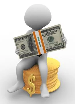3d man and dollar pack Stock Illustration