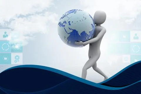 3d man, and earth Stock Illustration