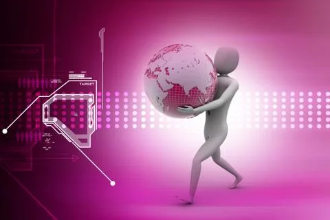 3d man, and earth Stock Illustration