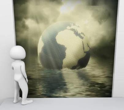 3d man and environmental pollution Stock Illustration