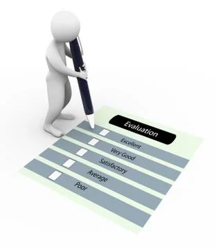 3d man and evaluation questionnaire Stock Illustration