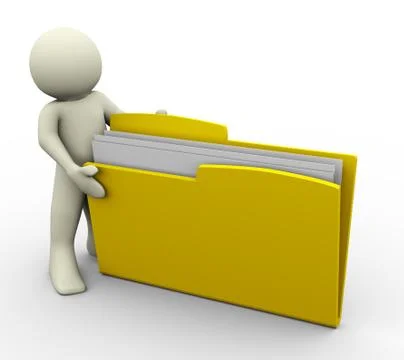 3d man and folder Stock Illustration