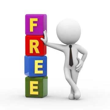 3d man and free cubes Stock Illustration