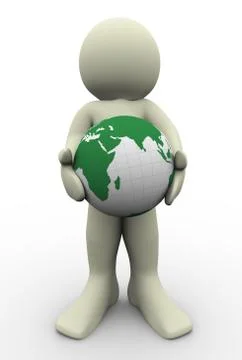 3d man and globe Stock Illustration