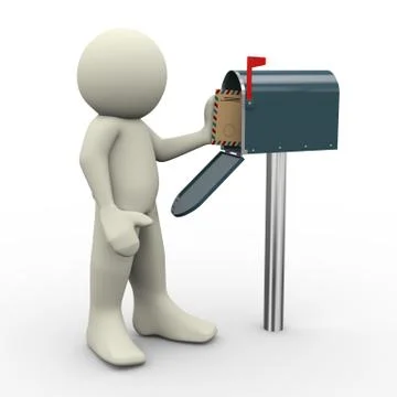 3d man and mailbox Stock Illustration