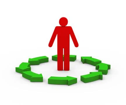 3d man and moving circular arrows Stock Illustration