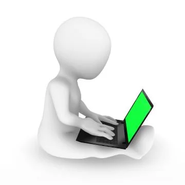 3d man and notebook in hands. 3d rendered illustration with small people. Stock Illustration